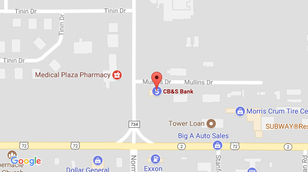CB&S Bank Location Map in Corinth, MS on Alcorn Drive
