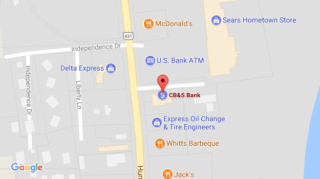 CB&S Bank Location Map in Fayetteville, TN