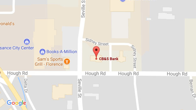 CB&S Bank Location Map in Florence, AL on Hough Road