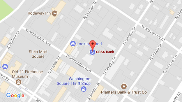 CB&S Bank Location Map in Downtown Greenville, MS