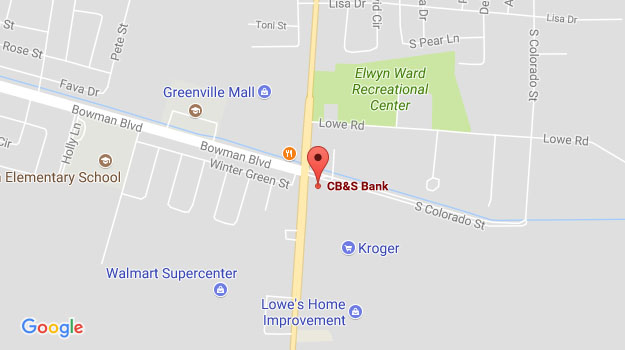 CB&S Bank Location Map in Greenville, MS on Highway 1