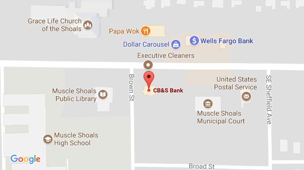 CB&S Bank Location Map in Muscle Shoals, AL