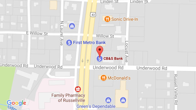 CB&S Bank Location Map in North Russellville, AL