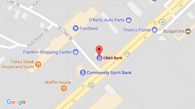 CB&S Bank Location Map in Russellville, AL in Franklin Plaza