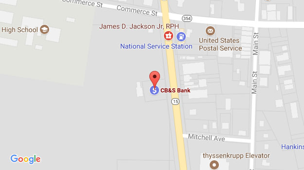 CB&S Bank Location Map in Walnut, MS