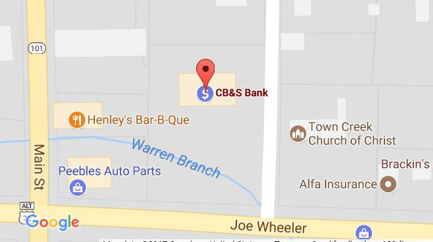 CB&S Bank Location Map in Town Creek, AL