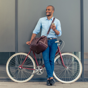 Man riding bike to work