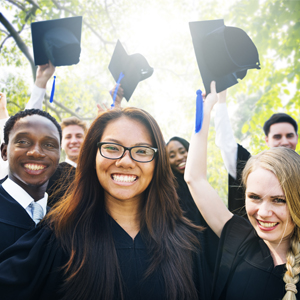 College graduates on graduation day