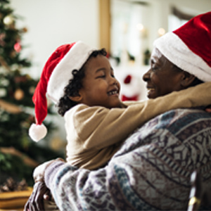 Father and son are enjoying Christmas holiday