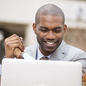 Businessman looking at computer