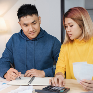 Couple paying bills